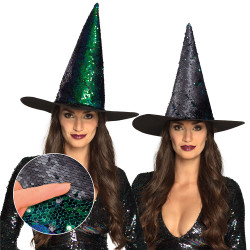 Čarodějnický klobouk z oboustranných flitrů